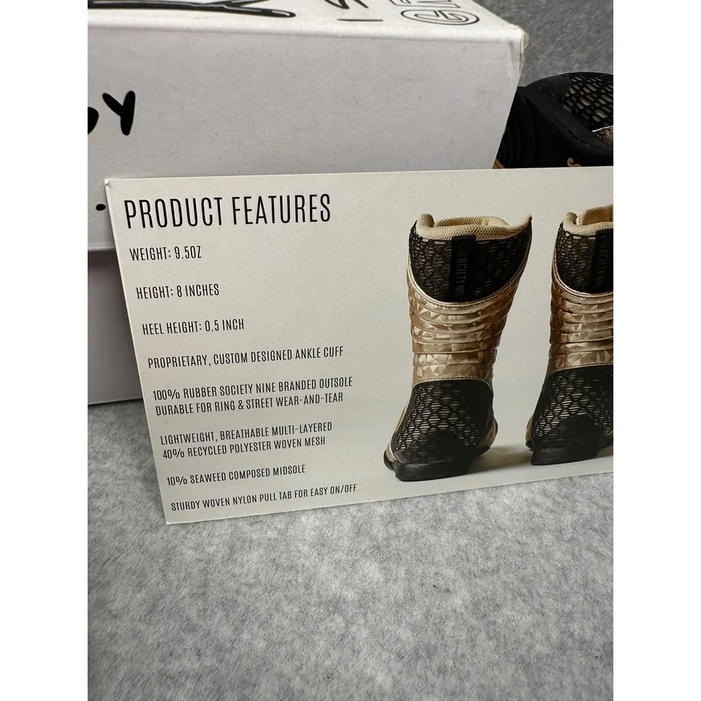 Society Nine EOS High Top Boxing Shoes Womens 8.5 Black Champagne‎ NEW